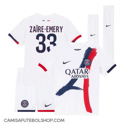 Camisa de time de futebol Paris Saint-Germain Warren Zaire-Emery #33 Replicas 2º Equipamento Infantil 2024-25 Manga Curta (+ Calças curtas)